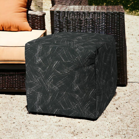 17" Gray Cube Indoor Outdoor Pouf Cover