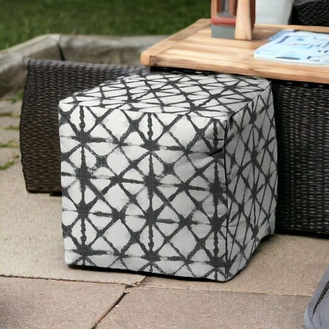 17" Gray Cube Indoor Outdoor Pouf Cover