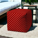 17" Red Cube Polka Dots Indoor Outdoor Pouf Cover