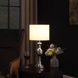 22" Silver Metal Standard Table Lamp With White Shade