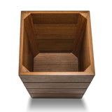 10" Traditional Solid Teak Small Waste Basket