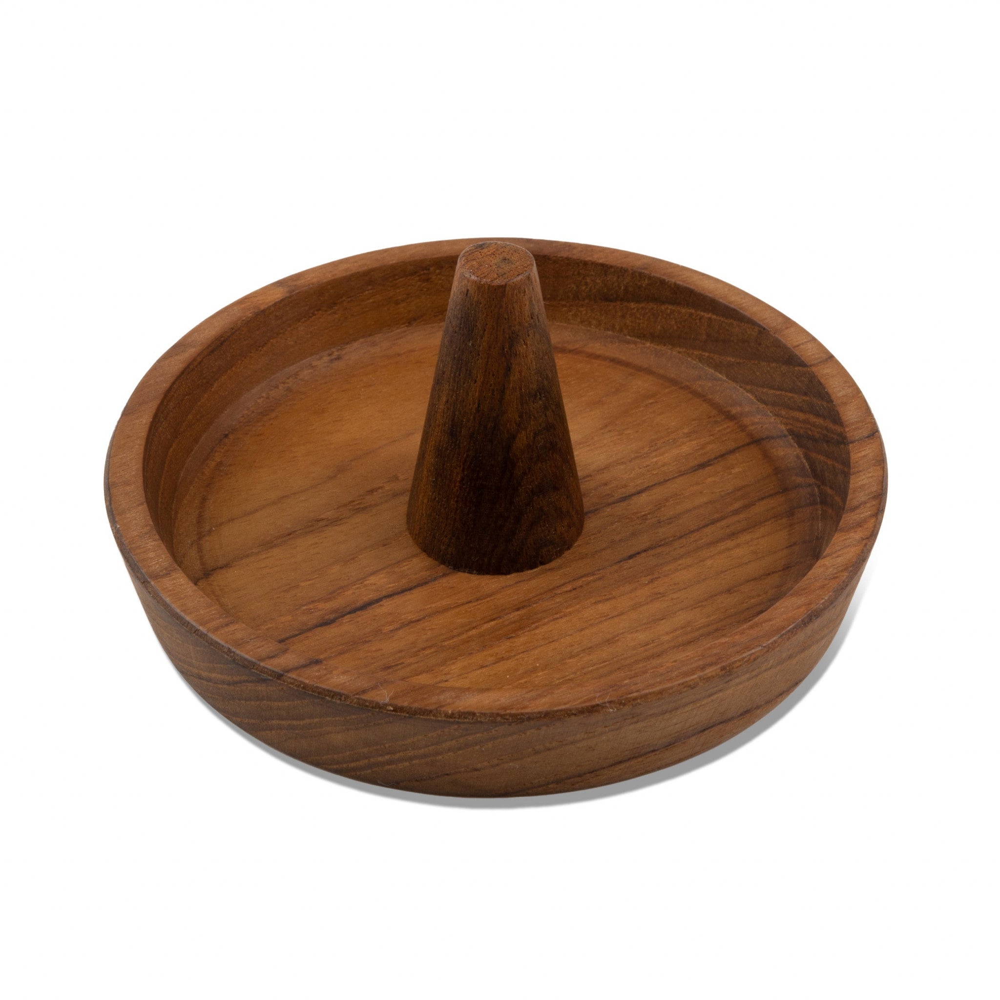 Traditional Solid Teak Ring Cone Jewelry Dish