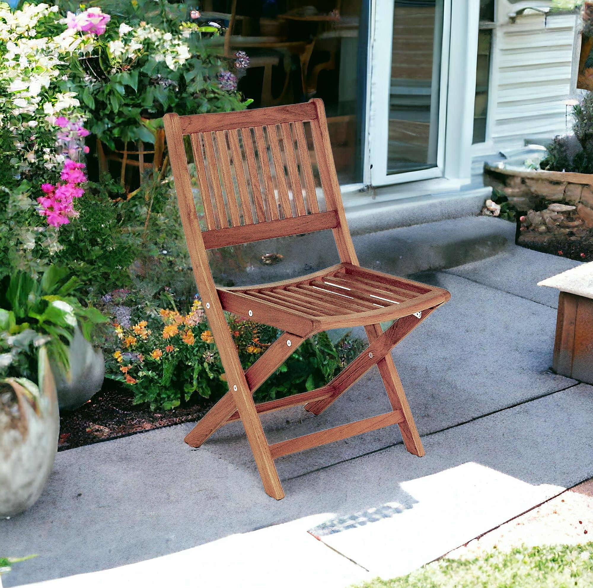 Brown Solid Wood Deck Chair