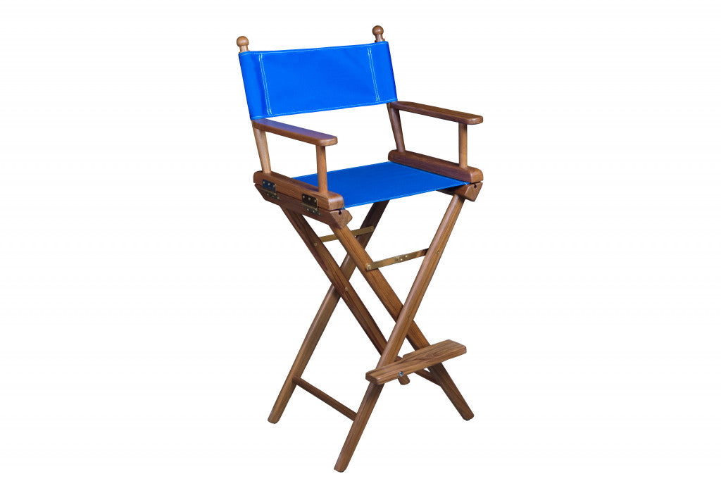 Blue And Brown Solid Wood Director Chair