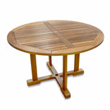 48" Brown Round Solid Teak Wood Dining Table