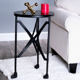 23" Black Industrial Rolling Round End Table