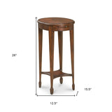 26" Dark Brown And Cherry Manufactured Wood Oval End Table With Shelf