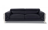 89" Black And Silver Italian Leather Sofa