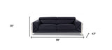 89" Black And Silver Italian Leather Sofa