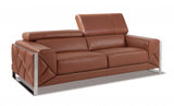 89" Camel And Silver Italian Leather Sofa