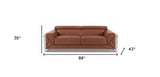 89" Camel And Silver Italian Leather Sofa