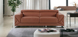 89" Camel And Silver Italian Leather Sofa