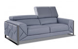 89" Gray And Silver Italian Leather Sofa