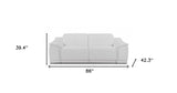 86" White And Silver Italian Leather USB Sofa