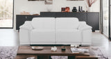 86" White And Silver Italian Leather USB Sofa