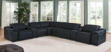 Black Italian Leather Power Reclining U Shaped Eight Piece Corner Sectional With Console