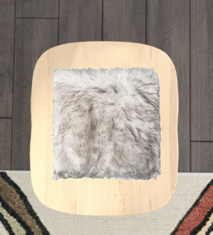 Set Of Two 17" X 17"  Ombre Grey Faux Fur Dining Chair Cushion Pads