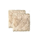 Set Of Two 17" X 17" Taupe Faux Fur Solid Color Dining Chair Pads