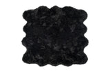 6' X 6' Black Faux Fur Washable Non Skid Area Rug