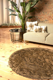 6' X 6' Tan Round Faux Fur Washable Non Skid Area Rug