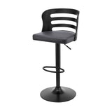 25" Gray And Black Iron Swivel Adjustable Height Bar Chair