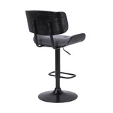 25" Gray And Black Iron Swivel Adjustable Height Bar Chair