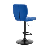 25" Blue And Black Iron Swivel Adjustable Height Bar Chair