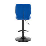 25" Blue And Black Iron Swivel Adjustable Height Bar Chair