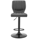 25" Gray And Black Iron Swivel Adjustable Height Bar Chair