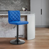 24" Blue And Black Iron Swivel Low Back Adjustable Height Bar Chair