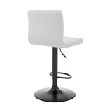 24" White And Black Iron Swivel Low Back Adjustable Height Bar Chair