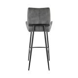 31" Charcoal And Black Iron Bar Height Bar Chair