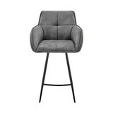 30" Charcoal And Black Iron Bar Height Bar Chair