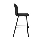 26" Black Faux Leather And Iron Counter Height Bar Chair