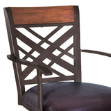 30" Brown Faux Leather And Iron Bar Height Bar Chair