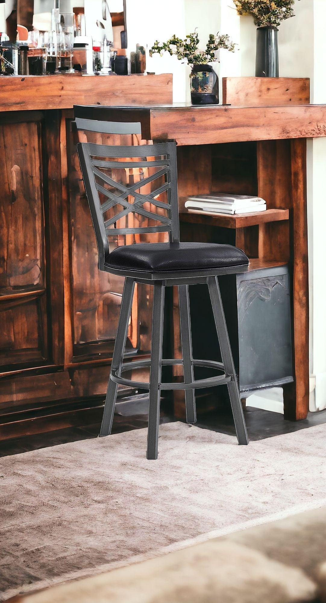 30" Black Iron Bar Height Bar Chair