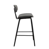 29" Gray And Black Iron Low Back Bar Height Bar Chair