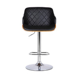 25" Black And Silver Faux Leather And Iron Swivel Low Back Adjustable Height Bar Chair