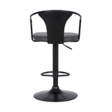 24" Gray And Black Iron Swivel Low Back Adjustable Height Bar Chair