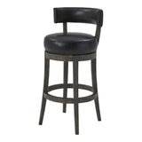 31" Onyx And Gray Solid Wood Swivel Low Back Bar Height Bar Chair