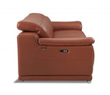 72" Camel And Silver Italian Leather Power Reclining Love Seat