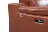 72" Camel And Silver Italian Leather Power Reclining Love Seat