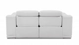 72" White And Silver Italian Leather Power Reclining Loveseat