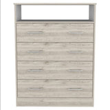 33" Light Grey Manufactured Wood Four Drawer Dresser