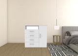 36" White Manufactured Wood Four Drawer Combo Dresser