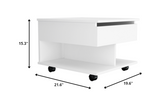 22" White Manufactured Wood Rectangular Lift Top Coffee Table With Drawer