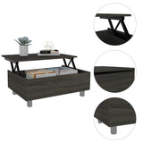 32" Carbon Espresso Manufactured Wood Rectangular Lift Top Coffee Table With Drawer And Shelf