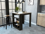 Stylish Black Wengue and Pine Kitchen Counter and Dining Table Combination