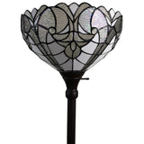 62" Brown Traditional Shaped Floor Lamp With White Stained Glass Bowl Shade