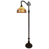 72" Brown Traditional Shaped Floor Lamp With Brown Stained Glass Bowl Shade